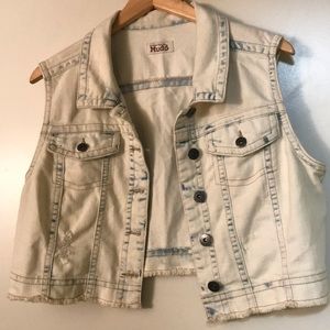 Jean Vest White Denim Mudd Size XL